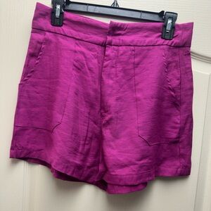 SHEIN Bright Magenta High-Waist Pull-On Shorts